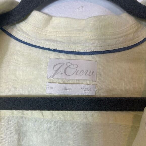 J. Crew slim fit Baird mcnutt Irish linen yellow shirt size 10 - Picture 4 of 8